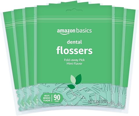 Amazon Basics Mint Dental Flosses, 540 Count, 6 Packs of 90