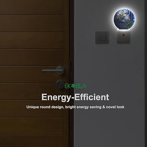 Miniatura 6 de EKOBLA Lámpara de noche con diseño de la Tierra, planeta azul, océano, montaña, universo espacial, luces nocturnas, enchufables a la pared, sensor