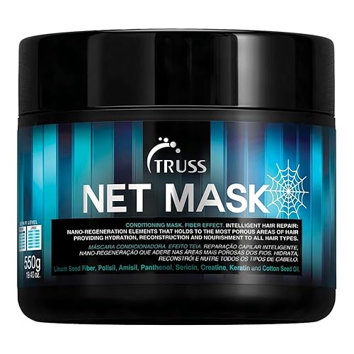 TRUSS Net Deep Conditioning Hair Mask for Damaged Hair - Formulated with Nano-Regeneration for Protein Replenishment, Hydration & Shine - Reduces Frizz, Defines Curls & Restores Elasticity (19.4 Oz)