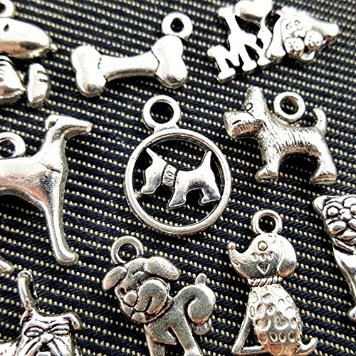 NP Supplies 10pc Mixed Tibetan Silver Plated Animals Dogs Charms Pendants Jewelry Making DIY Charm Handmade Crafts (NS545 M028)
