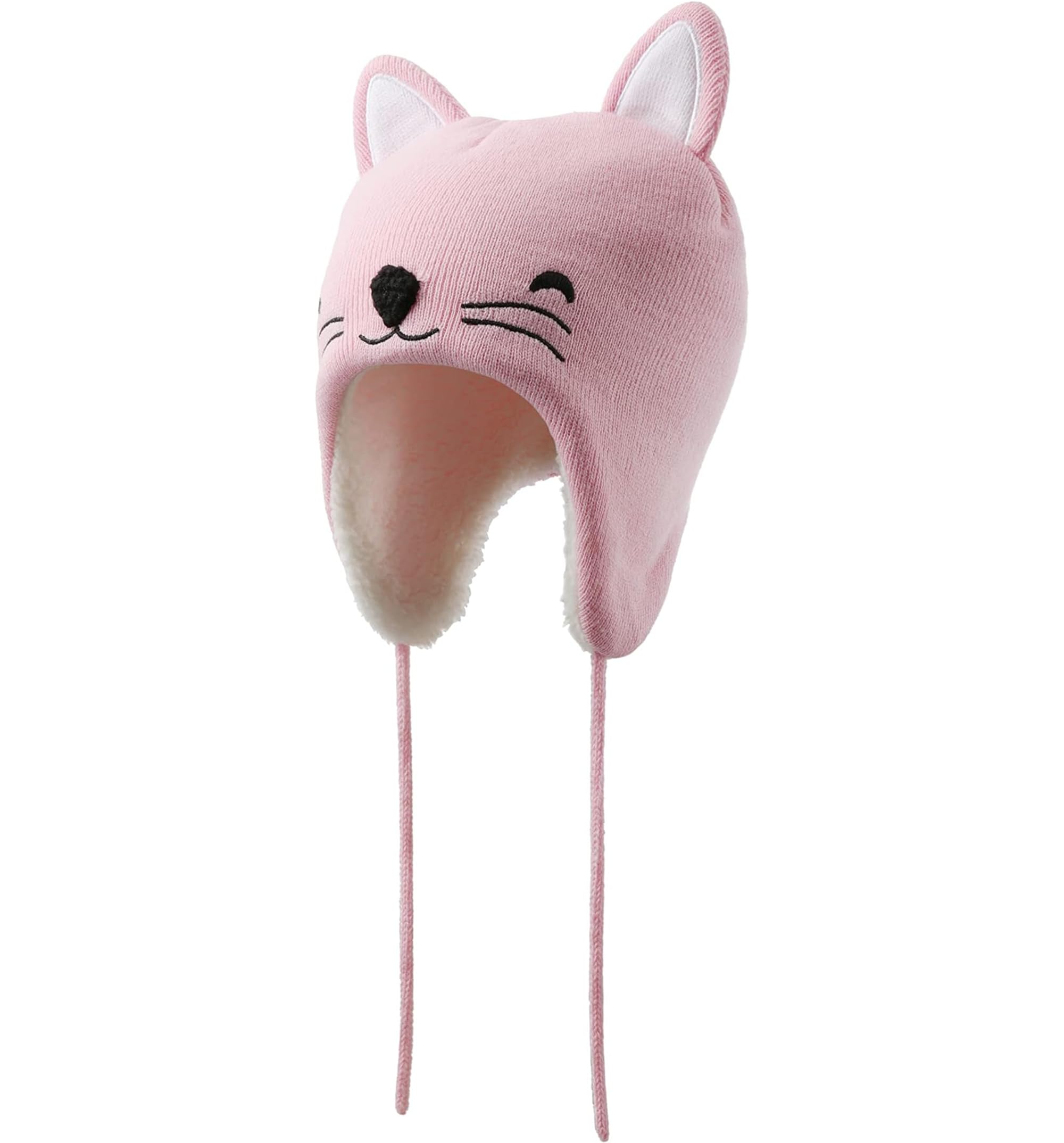 Baby Animal Sherpa Lined Hats for Winter - Toddler Animal Ear Hat, Baby Hat Animal Ears, Winter Cat Hat for Kids,Baby Girl & Boy