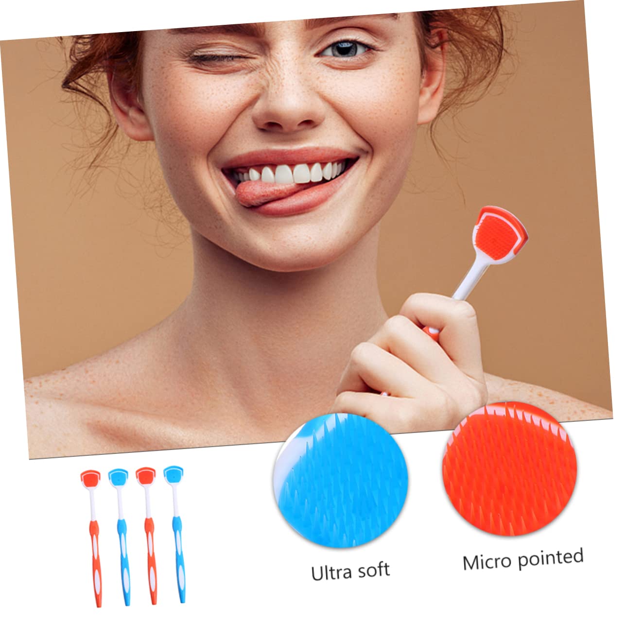 Baluue 12pezzi Raschietti Per Lingua Riutilizzabili Spazzole Per Pulizia Lingua Inossidabile Con Design Ergonomico Per Igiene Orale Colori e Arancione