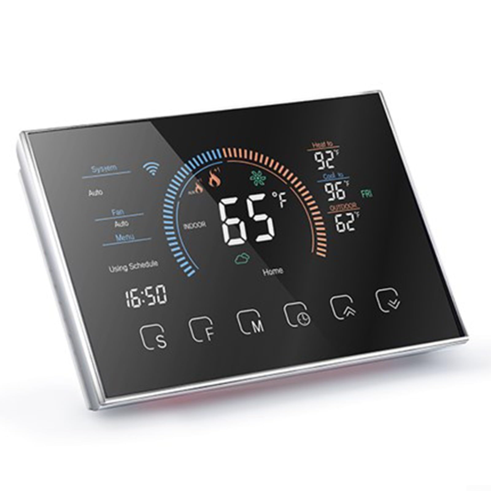 Termostato inteligente WiFi con bomba de calor programable, controlador de temperatura digital con pantalla a color de 43 pulgadas para Alexa para aplicación TUYA en casa y oficina, negro