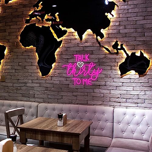 Image of Talk Thirty To Me Neon Sign, Dimmable LED 30th Birthday Neon Sign for Wall Decor, 30th Birthday Decorations for Her Gifts, USB Neon Sign for Birthday Anniversary Home Wall Decor Party Wall