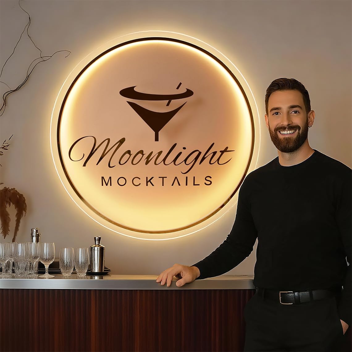 Custom Logo Business Neon Sign, Personalized Backlit Illuminated Sign for Business, Metal Floating Logo Signs for Wall Decor Store Beauty Salon Nail Hair Studio