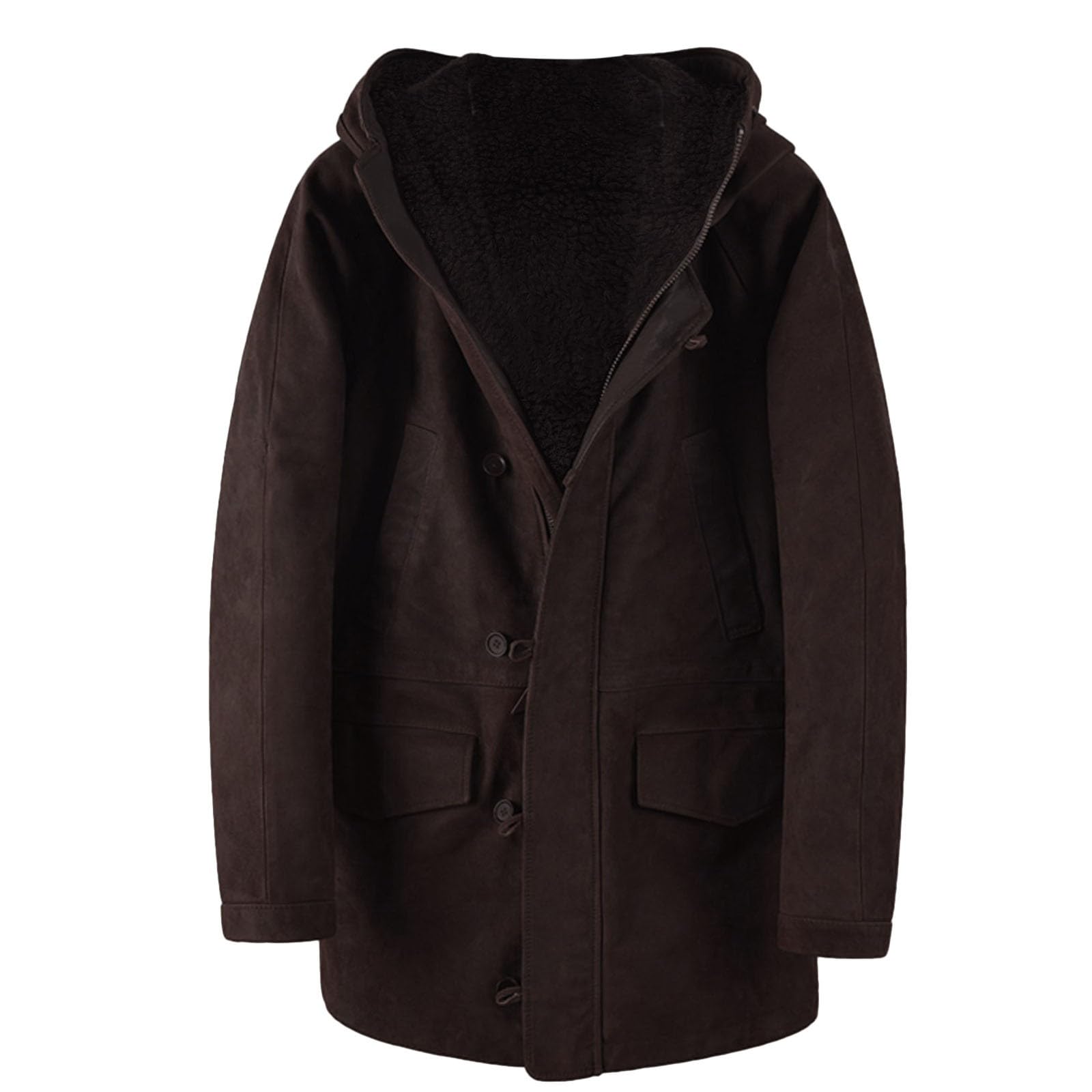 Mens Medium Long Cotton Jacket Leisure Pocket Washed Cotton Tooling Cotton Jacket Mens Leather Button up Coat