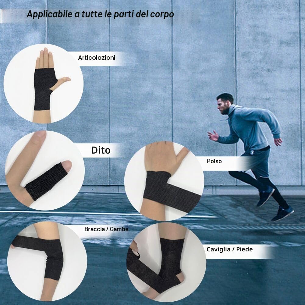 16 Rotoli Benda Elastica Autoadesiva Coesiva 5cm x4.5m Garza Autoadesiva Bende Elastiche Per Bendaggi Nero