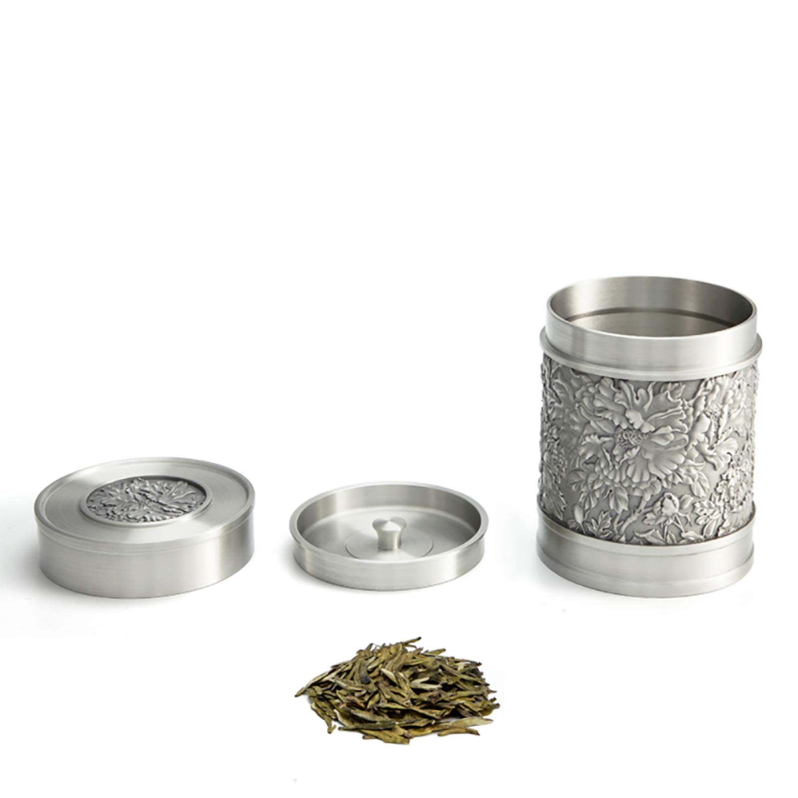Amazon｜錫茶筒茶筒おしゃれ, ダブル錫蓋密封, 茶器伝統工芸 (容量:90g