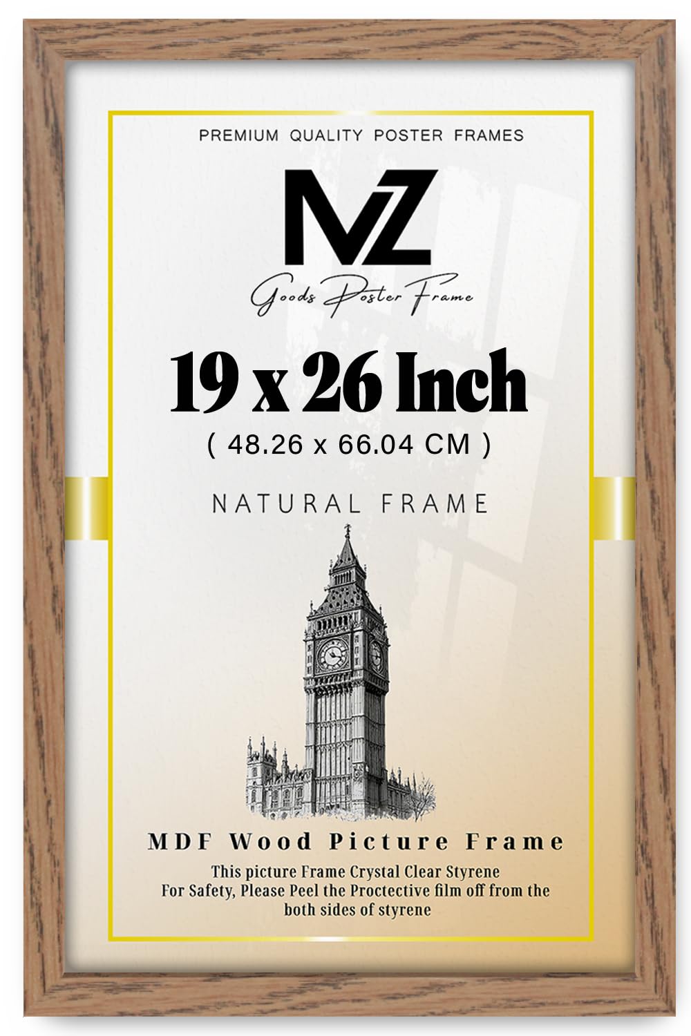 Mz Goods Dark Oak | Frame For Poster Collection (48.26 X 66.04 Cm) Minimalist Flat Style Frame Wall Decor - Portrait & Landscape Display 19 Inch X 26 Inch [ ]