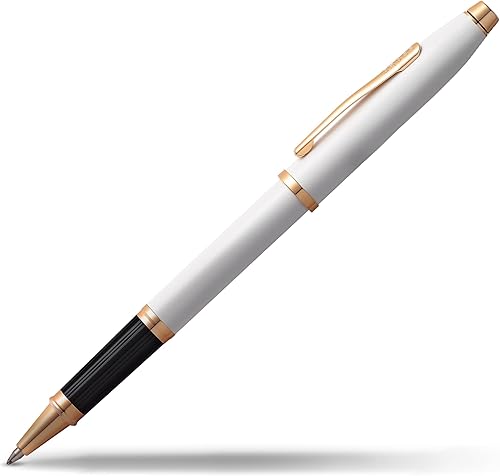 Cross Century II - Bolígrafo de tinta de gel recargable, de punta fina, incluye caja de regalo, modelo laca blanca nacarada (Pearlescent White