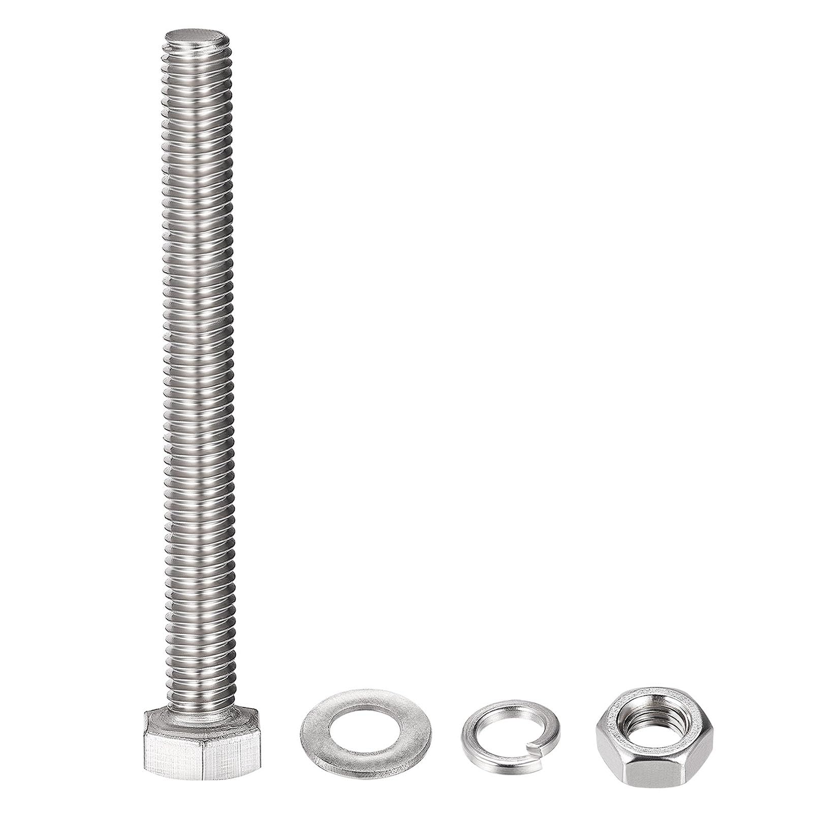 TOP-VIGOR 6Pcs M8 x 70mm Hex Head Screws Bolts, Nuts, Flat & Lock Washers Kits - Image 3