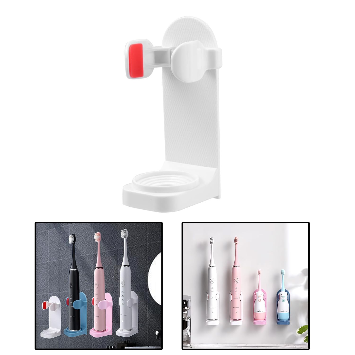 Microcase Yapışkanlı Duvara Monte Şarjlı Diş Fırçası Tutucu Stand-AL4802 (Beyaz)