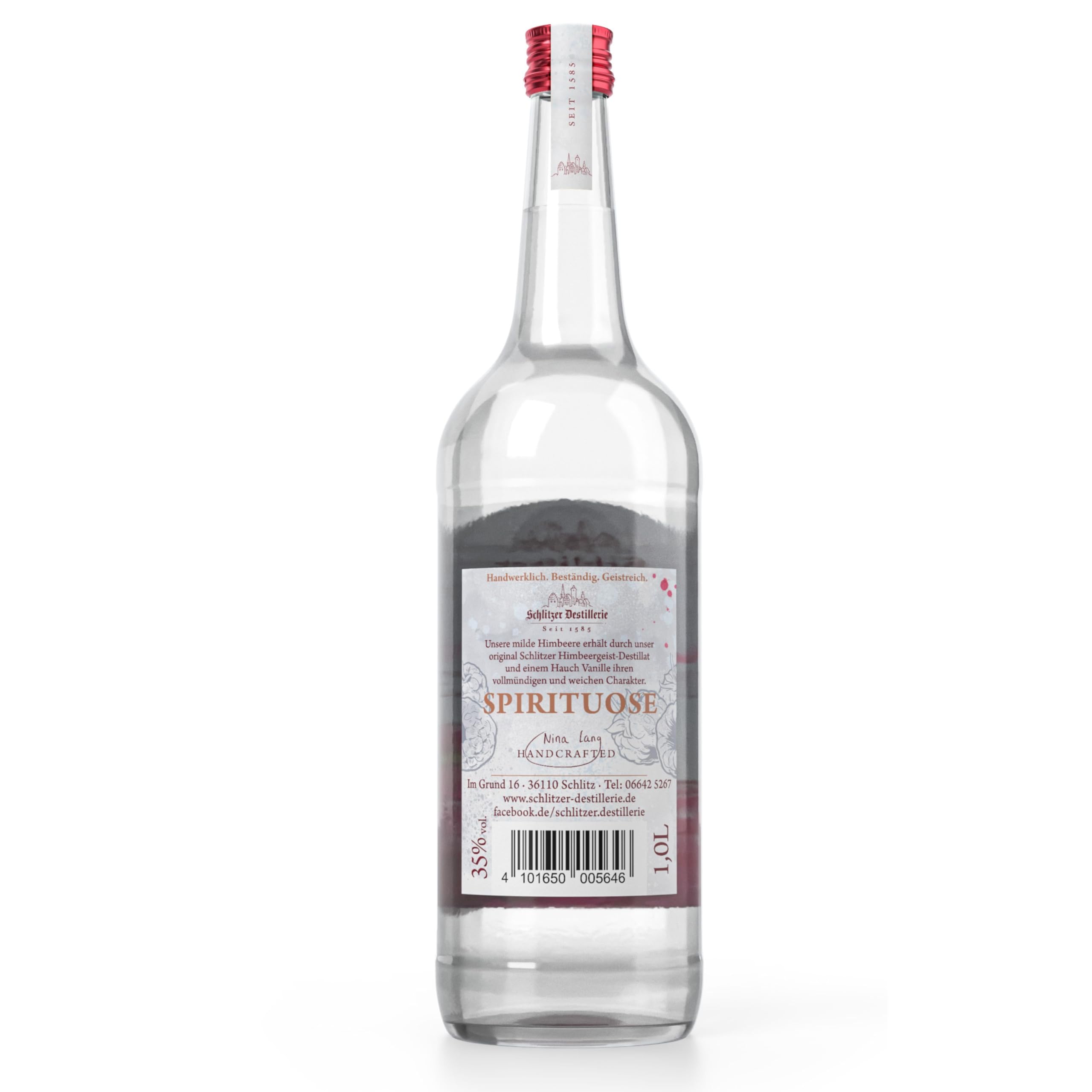 Schlitzer Milde Himbeere 1L, 35% Vol., fruchtige Himbeer Spirituose mit feiner Vanillenote, mild und harmonisch, ideal pur, für Cocktails und Desserts