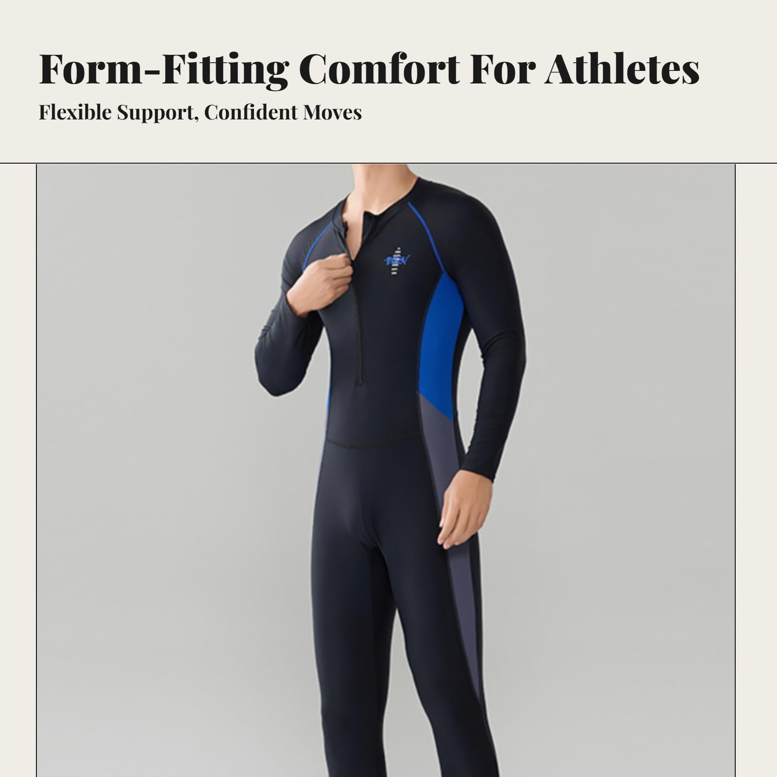 Tuta Intera Uomo Manica Lunga Asciugatura Rapida Nuoto - Poliestere Sportivo per Fitness Palestra e Sport- N5 Nero Grigio L