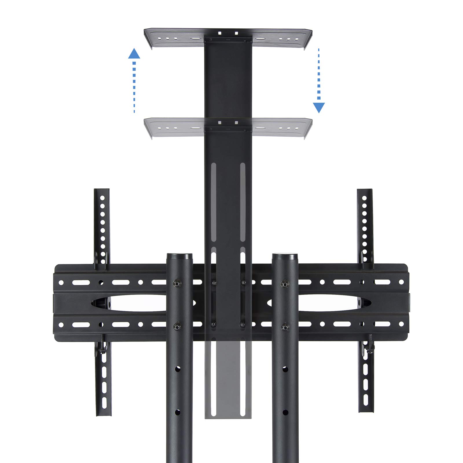 TOOQ FS1470M-B - Soporte de Suelo para TV/LED de 37" a 70" (móvil, Dos Bases para Audio Video, Regulable en Altura) Color Negro