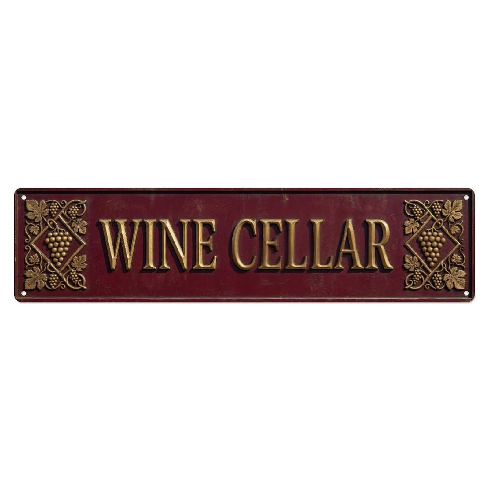 WINE CELLAR Premium Selection 1 Metal Tin Skinny Sign Plaque Wall Decor for Cafe, Club Bar, Office, Home Garden Metal Poster 4x16Inch