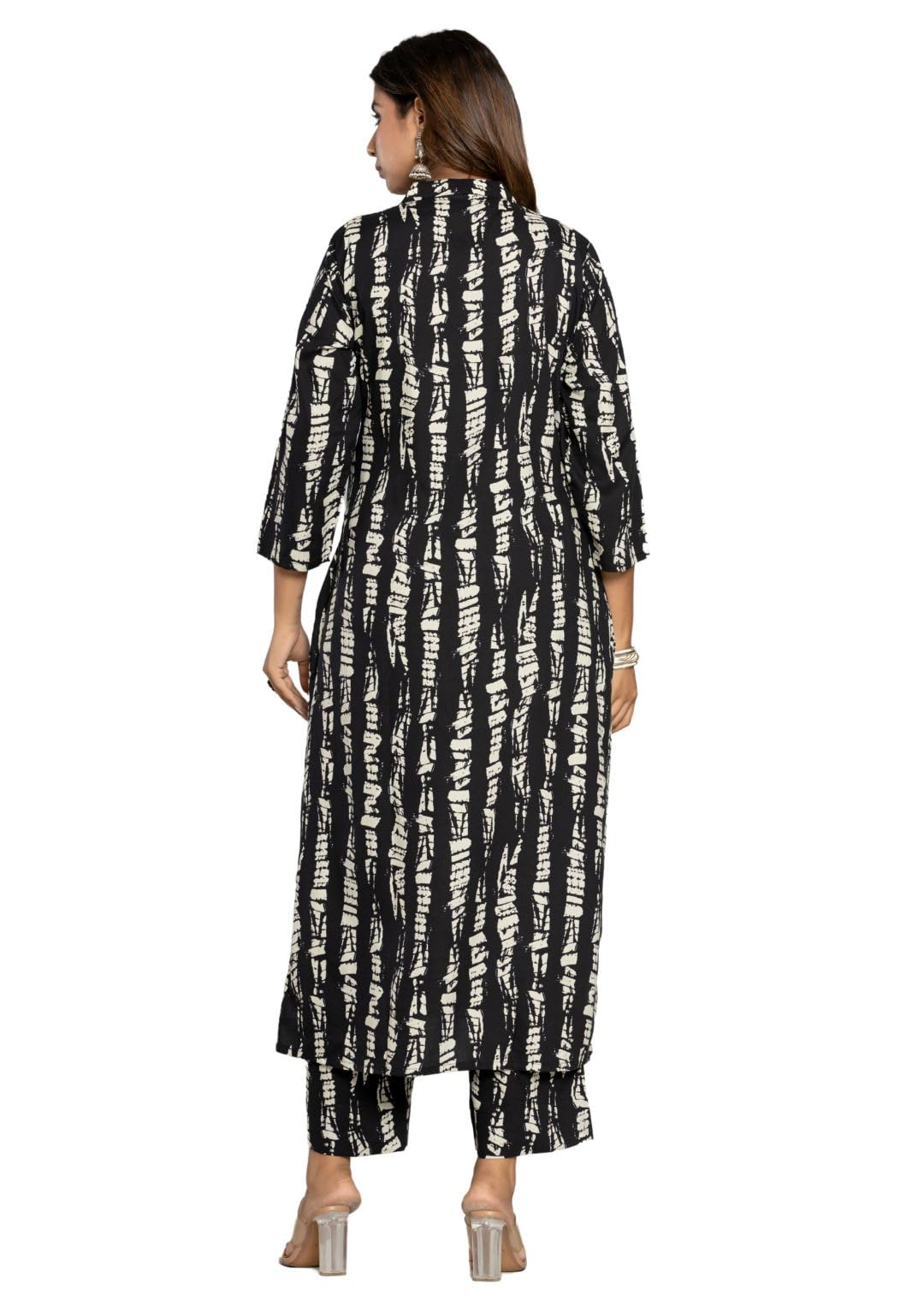 Rytras Women's Cotton Printed Straight Kurta With Pant Set(Ryt579,Black,S)