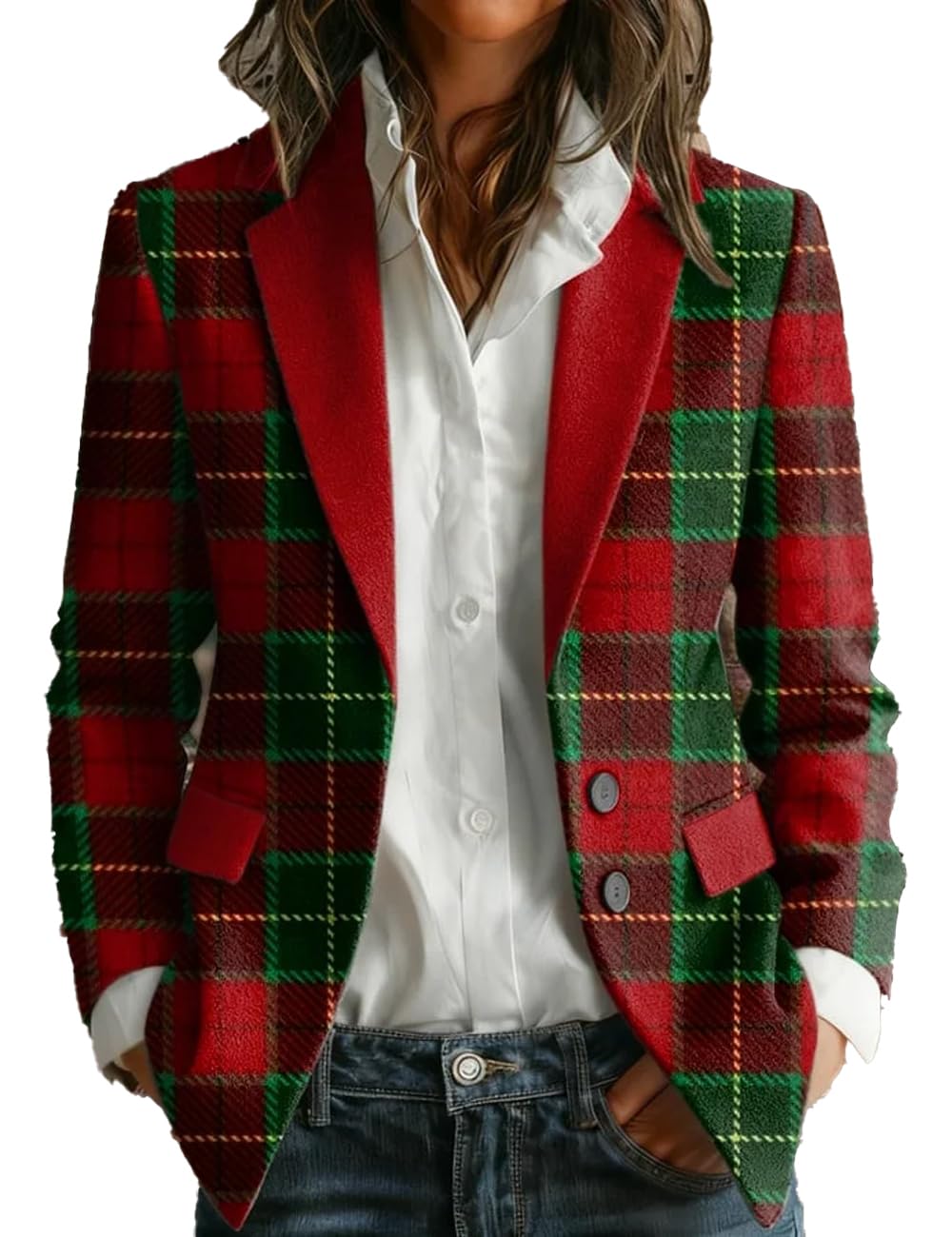 Womens Vintage Casual Christmas Party Corduroy Blazer Xmas Holiday Jacket 2025