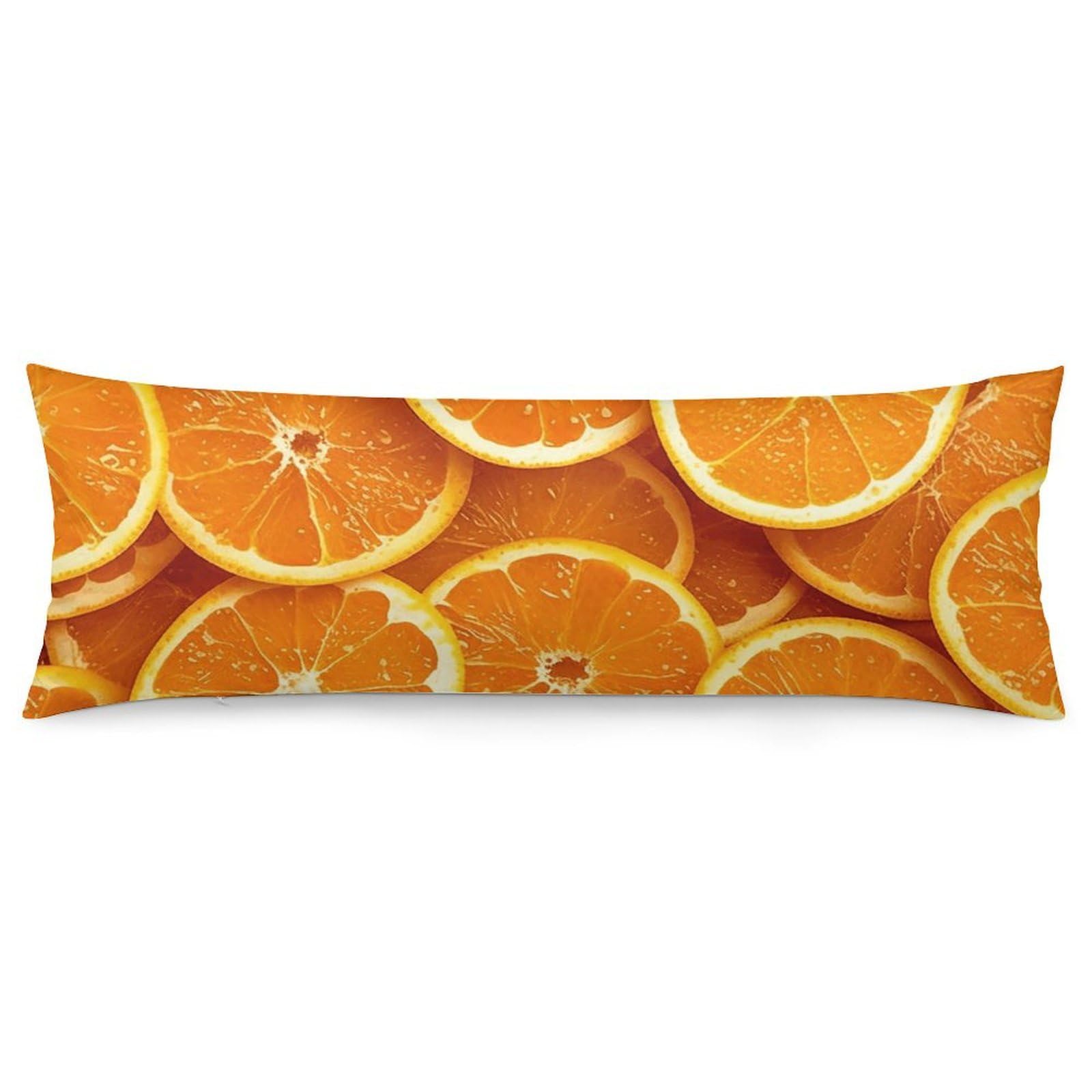 2 Pack Pillow Cases for Hair and Skin, Soft Breathable Pillow Case Covers with Hidden Zipper, Orange Slices Pillowcase 20"x54" Pillow Covers for Sleeping Gift