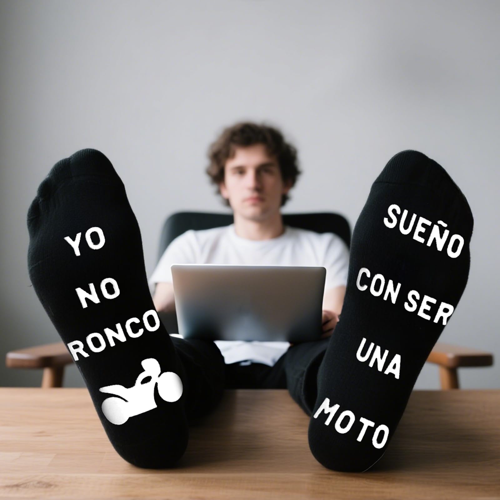 BONANGEL Calcetines Hombre Divertidos Moto Antideslizantes Algodón 39-46 Regalos Originales