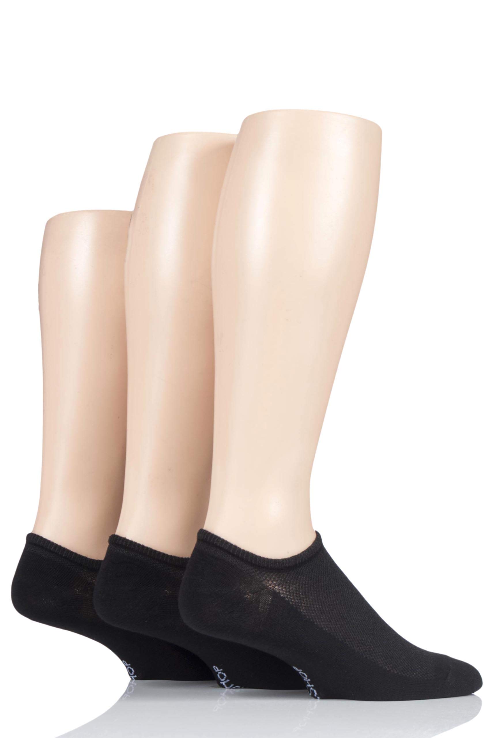 SockShop Mens Bamboo Mesh Loafer Liner Socks Pack of 3 Black 7-11
