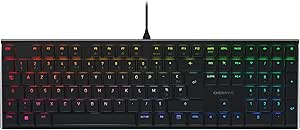 CHERRY MX 10.0N RGB, Clavier de gaming mécanique plat, Disposition française (AZERTY) Filaire, Original MX LOW PROFILE RGB SPEED Switches, Noir