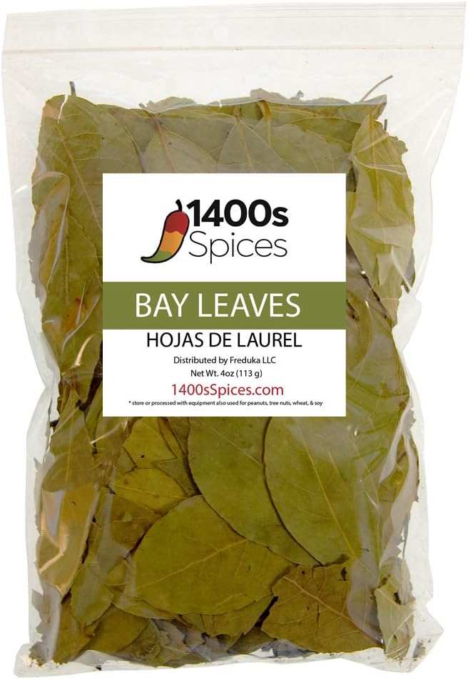 4oz Bay Leaves Semi Selected (whole and broken leaves), Hojas de Laurel, Dried Bay Leaf by 1400s Spices