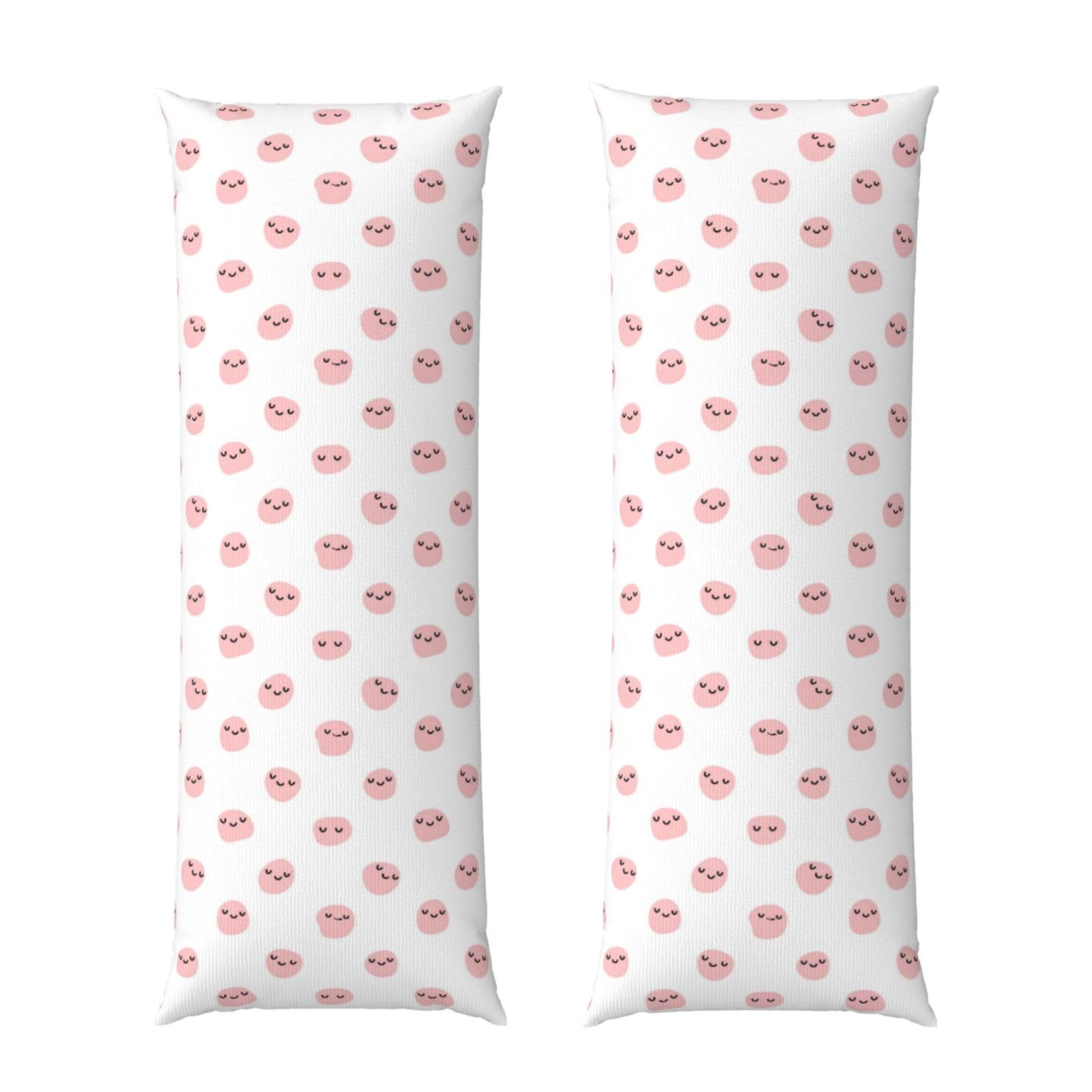 Body Pillow Case 20x60 Cute Pink Strawberry Cow Print, Zippered Cozy Pillow Cover, Soft Plush Cushion Protector, Machine Washable for Bed Sofa Couch