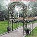 Leisurelife Decorative Steel Garden Arch Arbor Trellis with Gate, Fence and Planter Holders for Climbing Plants, 7.5 Ft Height, Brownish Bronze