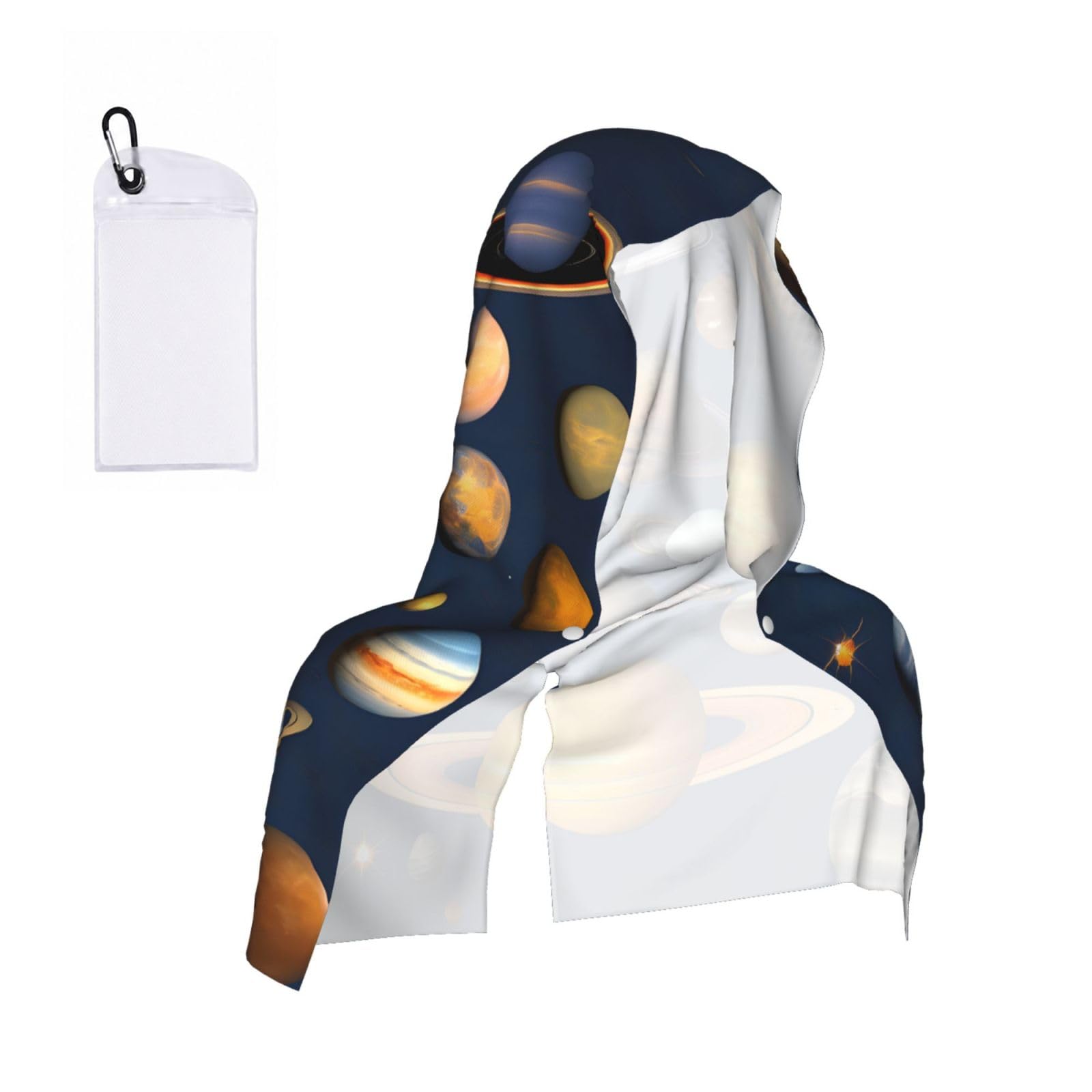 CNTDBU Solar System Planets Cooling Towel Hooded-Instant Chill Neck Cover for Sports, UV Cooling Rag for Running Gym