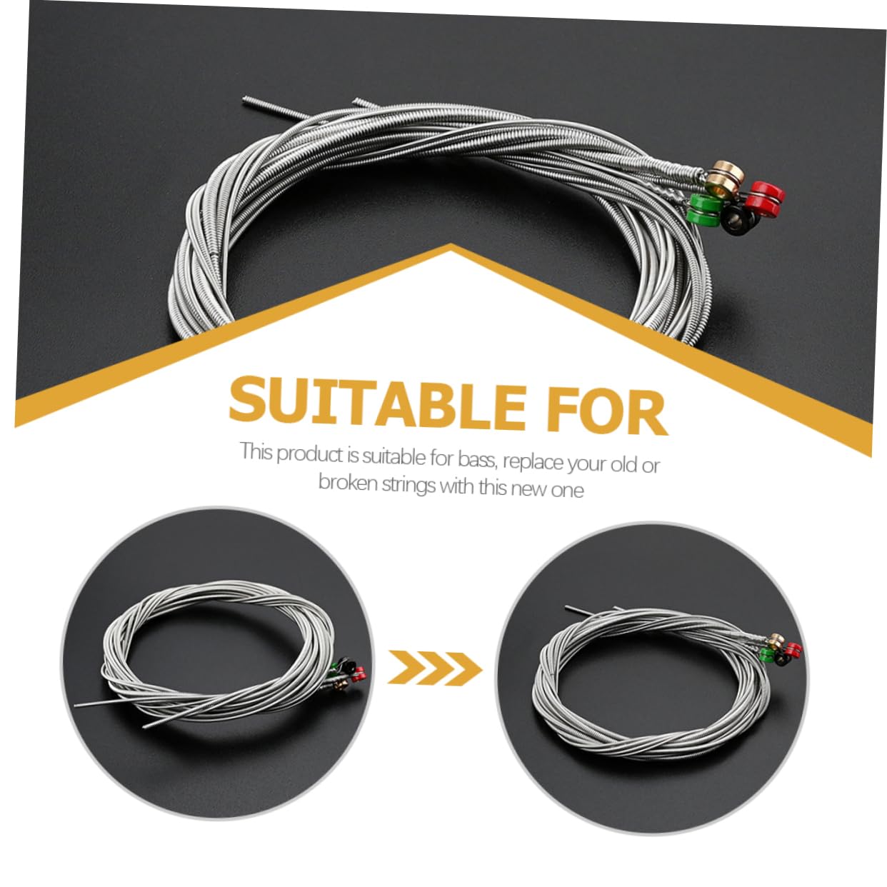 TOYANDONA 4sets Corde Per Basso Acciaio Inossidabile Di Corde Resistenti Per Strumenti Musicali Alta Durabilità e Praticità Per Musicisti Professionisti e Amatori