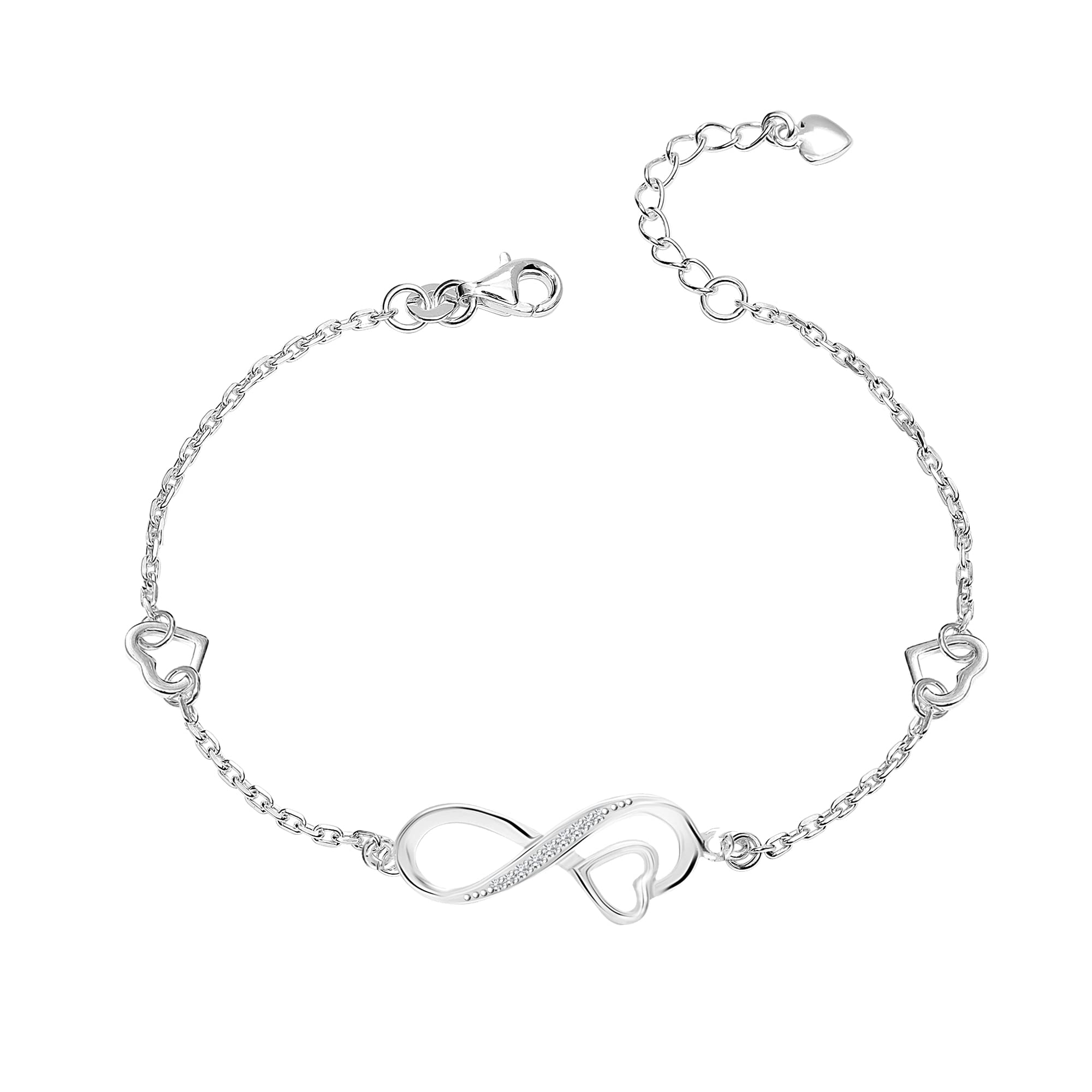 LeCalla 925 Sterling Silver Bracelet for Women and Girls | BIS Hallmarked Infinity Heart Charms Adjustable Bracelets 8.5 Inches (B0D9M78CSC) Amazon Price History, Amazon Price Tracker
