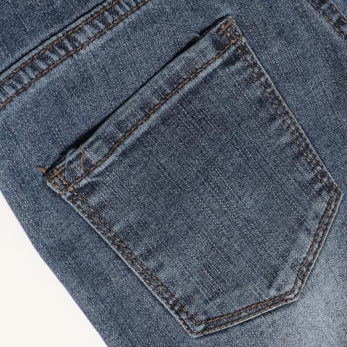 Girls'Bell-Bottoms Jeans High Waisted Pants Double Buttons Frayed Edges Foot Multiple Pockets Flare Pants Fashionable Style4