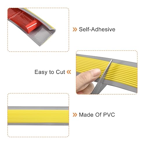 Miniatura 11 de uxcell 1 protector de borde de escalera de vinilo, borde antideslizante, peldaños interiores y exteriores, fácil de instalar, 3.3 pies, negro y gris