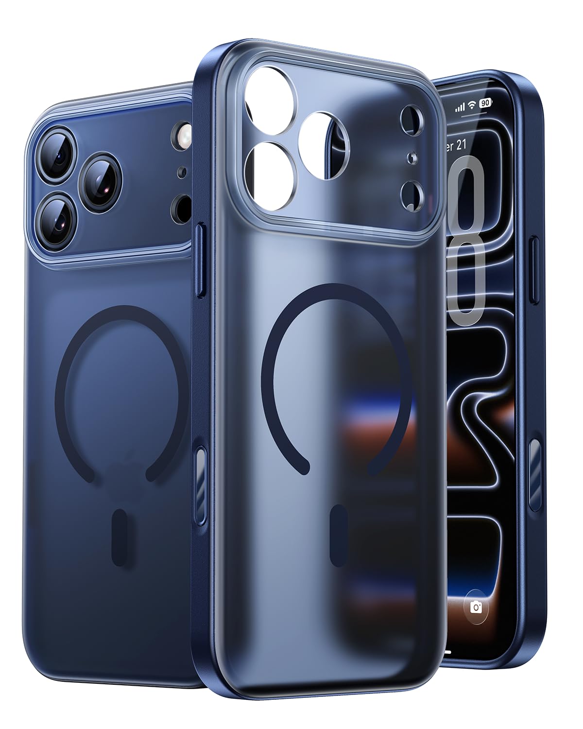 KIMMOO MagX für iPhone 17 Pro Max Hülle für MagSafe (Starke Magnetkraft) Militärstandard Kamera-Allschutz Handyhülle iPhone 17 Pro Max Case Stoßfest Kratzfest Mattierte Transluzente Cover, Matt Blau