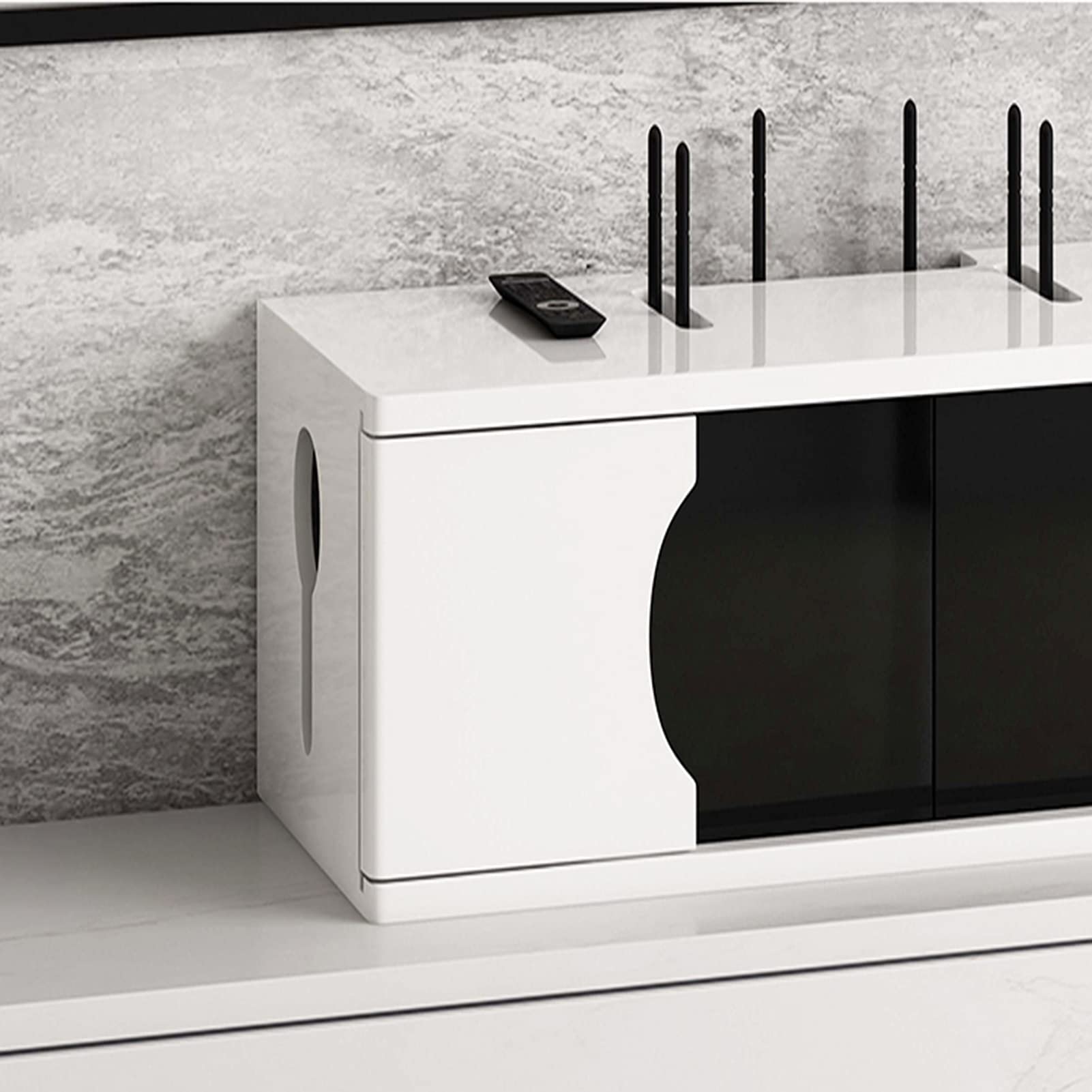 Estante Flotante Estante de gabinete de TV montado en la Pared Consola de TV Estante de enrutador DVD Decodificador de teléfono Estante de Almacenamiento Caja para Colgar, Caja de Almacenamiento de