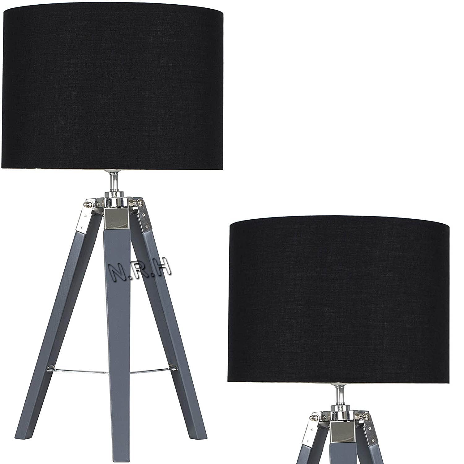 Pied de lampe de table trépied pour chambre et salon (sans abat-jour) Base grise 68,6 cm