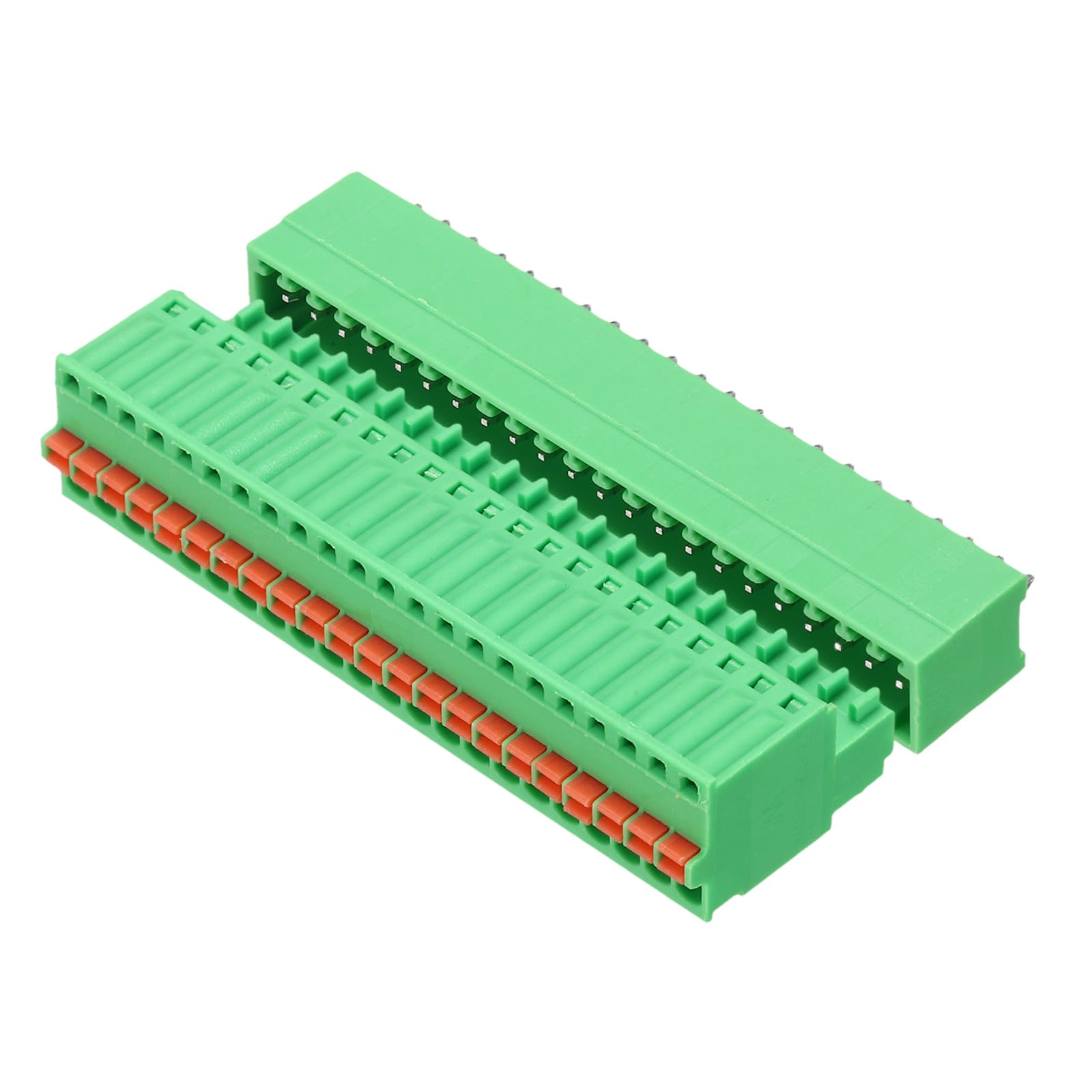 sourcing map 2.5mm/0.1" Pitch PCB Terminal Block Connector 22 Pin Straight Pin Male Female Pluggable Quick PCB Wiring Terminals for 27-20AWG Cable Mechanical Equipment, Green