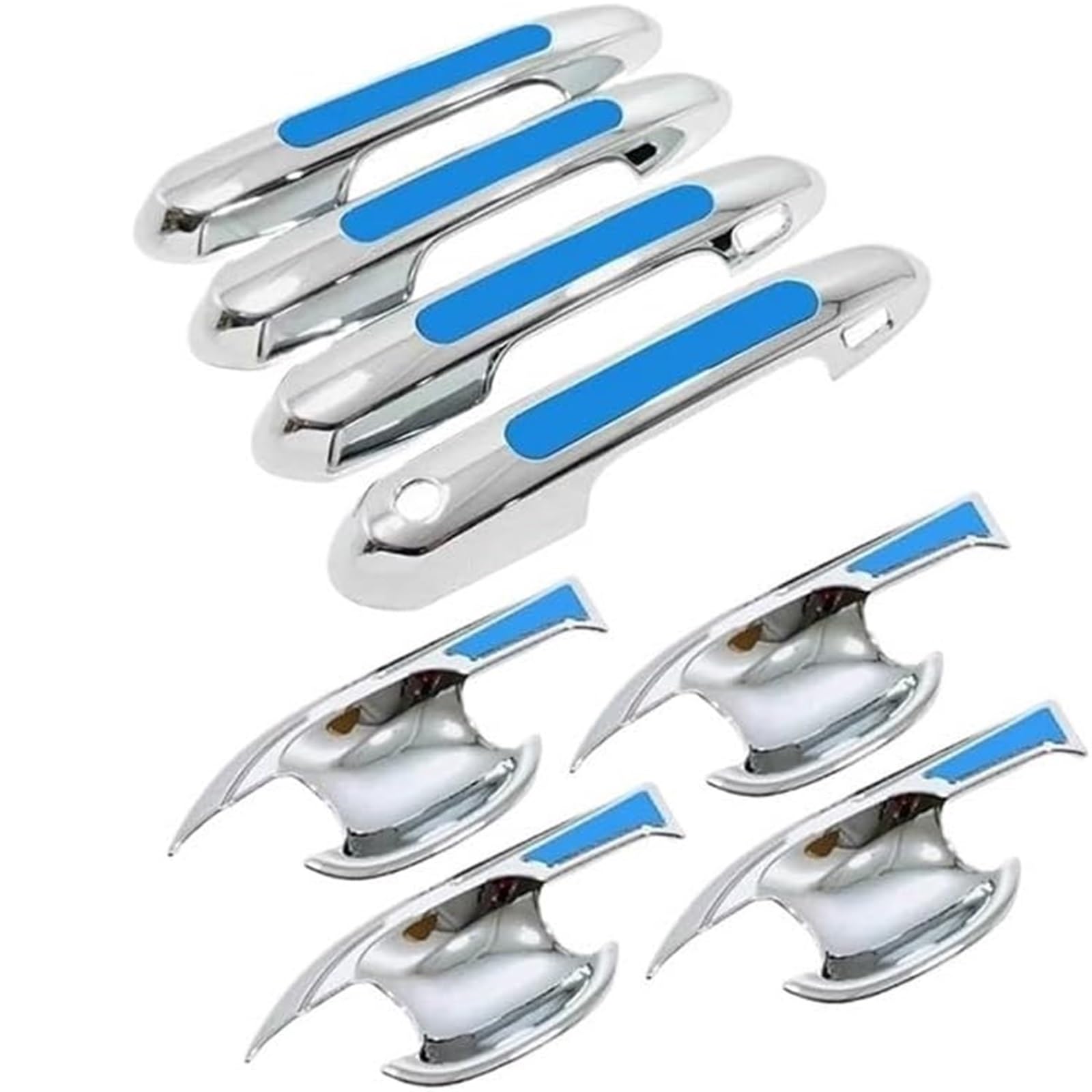 Poignée de porte extérieure de voiture Rav4, kit de garniture Silver Blue