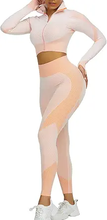 JOYMODE Workout Sets for Women Active wear Gym Outfits Set Crop Top High Waist Tummy Control Leggings Set
