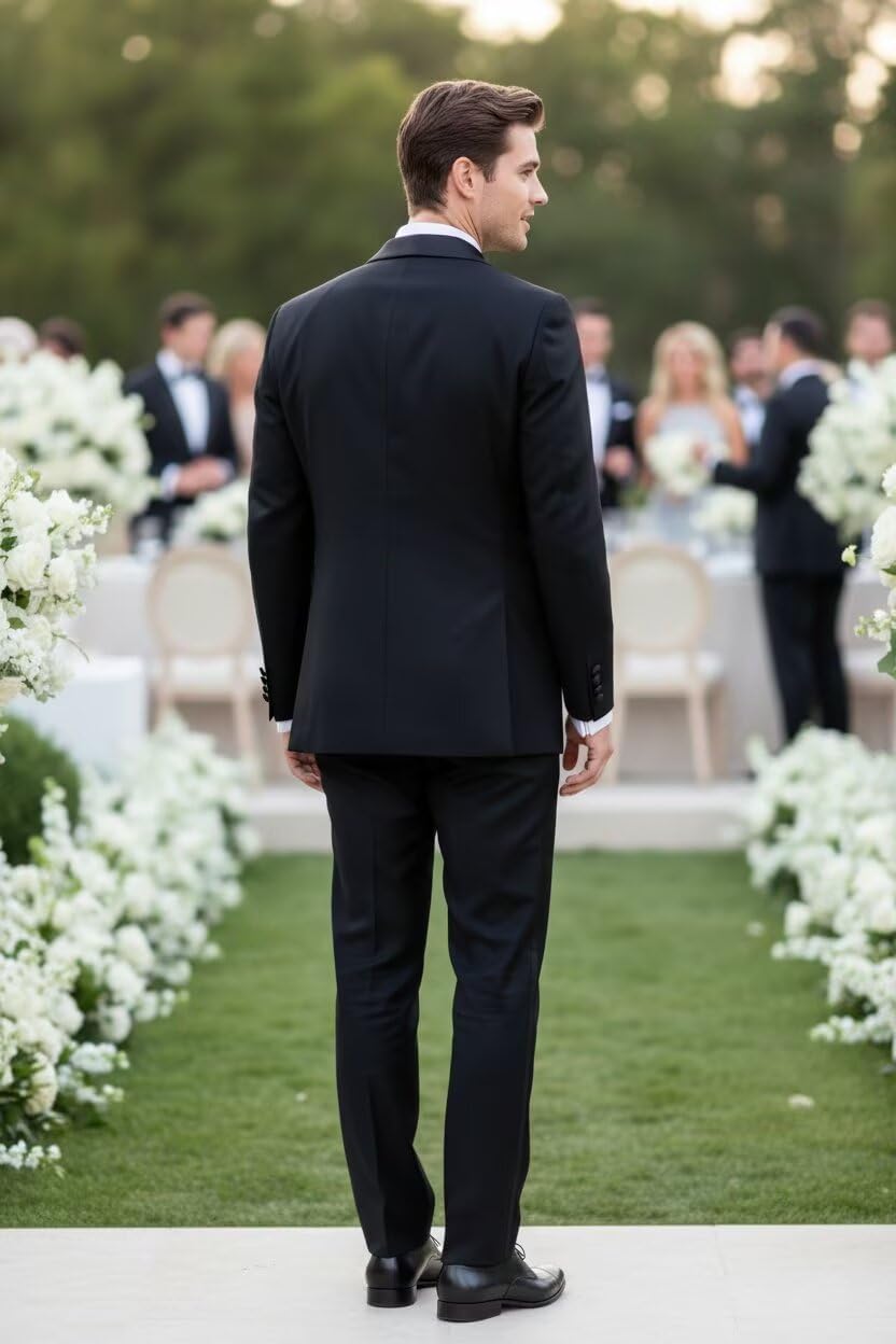 Mens Blazer Slim Fit Double Breasted Business Suit Jacket for Men Prom Wedding Shawl Lapel Sport Coats - Image 4