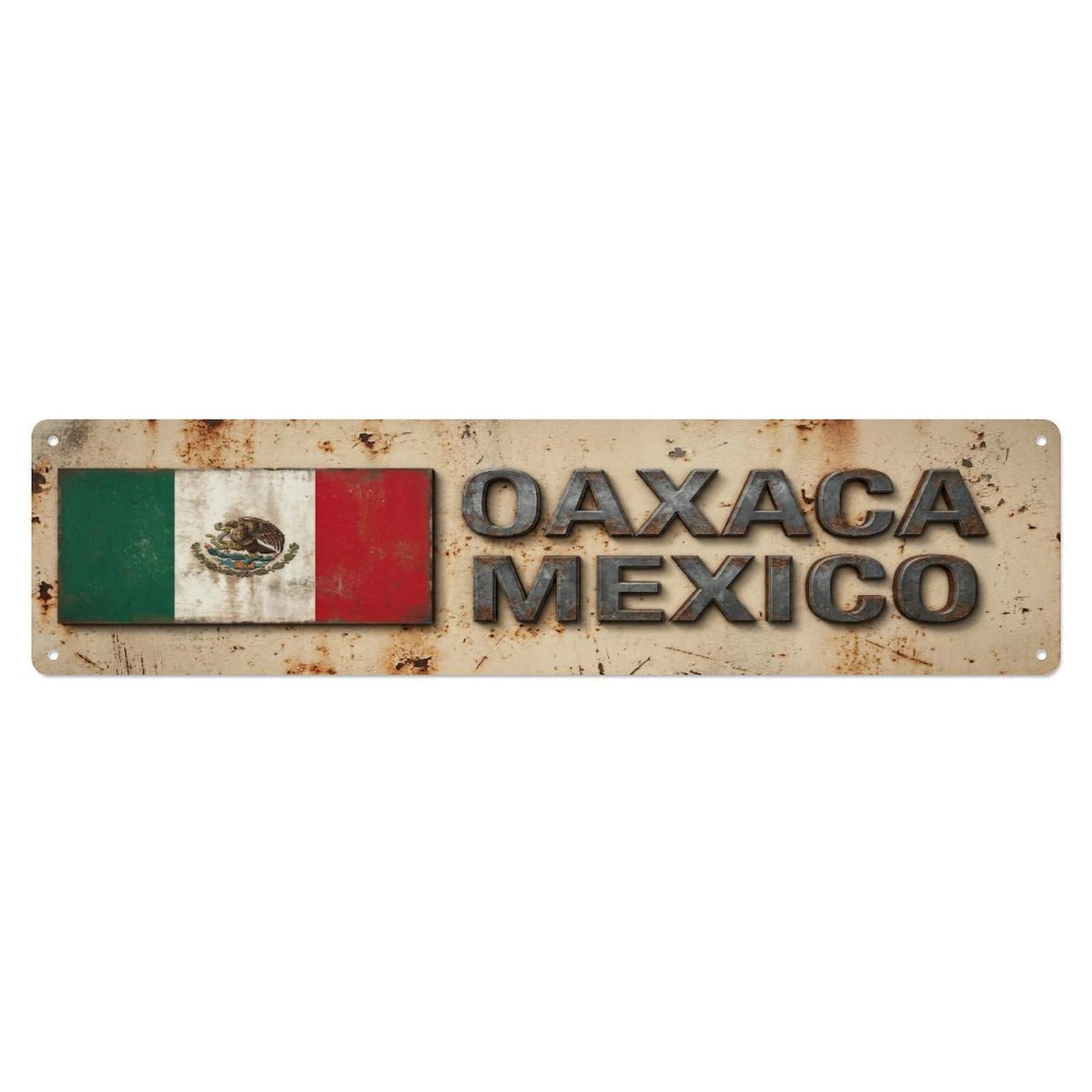 Tgrcjimh Style Metal Tin Sign Vintage Oaxaca Mexico Flag Decor Rustic Travel