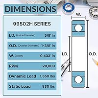 Vista 3 de PGN - 99502H Husillo cortacésped Go Kart Rodamiento de bolas selladas - 5/8" x1-3/8 x.433 (10 unidades)