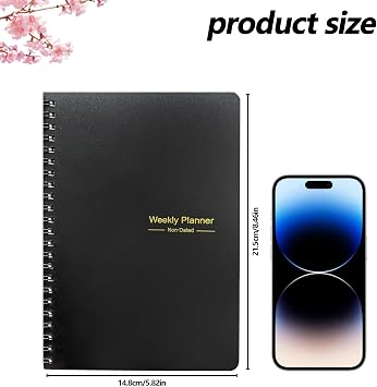 Weekly Planner Notebook A5, Undated To Do List Notebook Diary 52 Weeks | Weekly Goals Planner with Habit Tracker for College Work Adhd