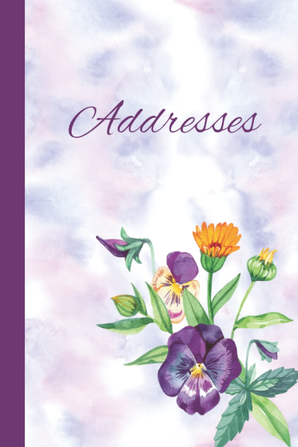 Address Book: Purple Pansies, 6x9"