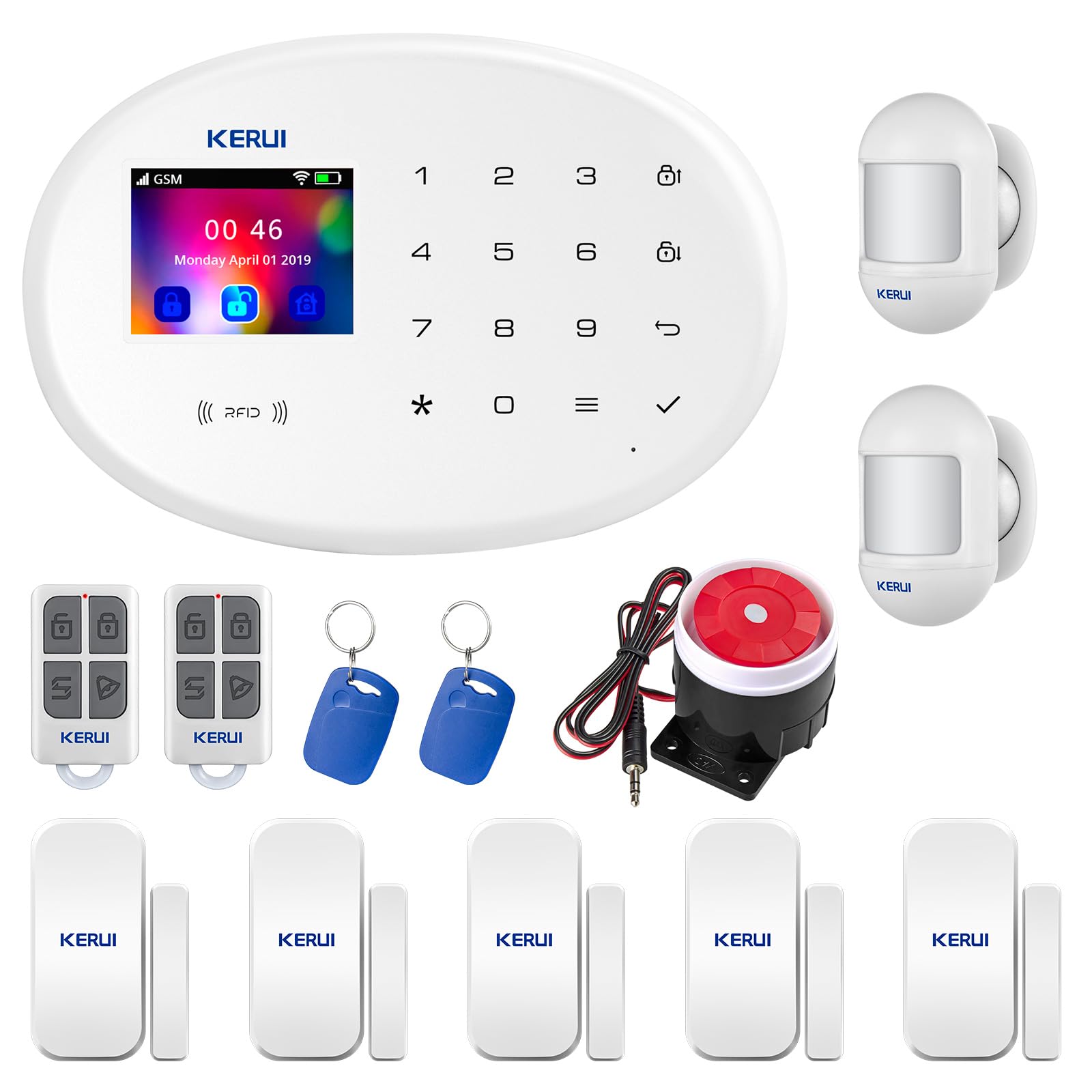 KERUI Wireless Home Alarm System, Full GSM Anti-Theft Home Alarm System with 110dB Alarm Siren, Remote Control, LCD Display, Voice Invitation, 4G Home