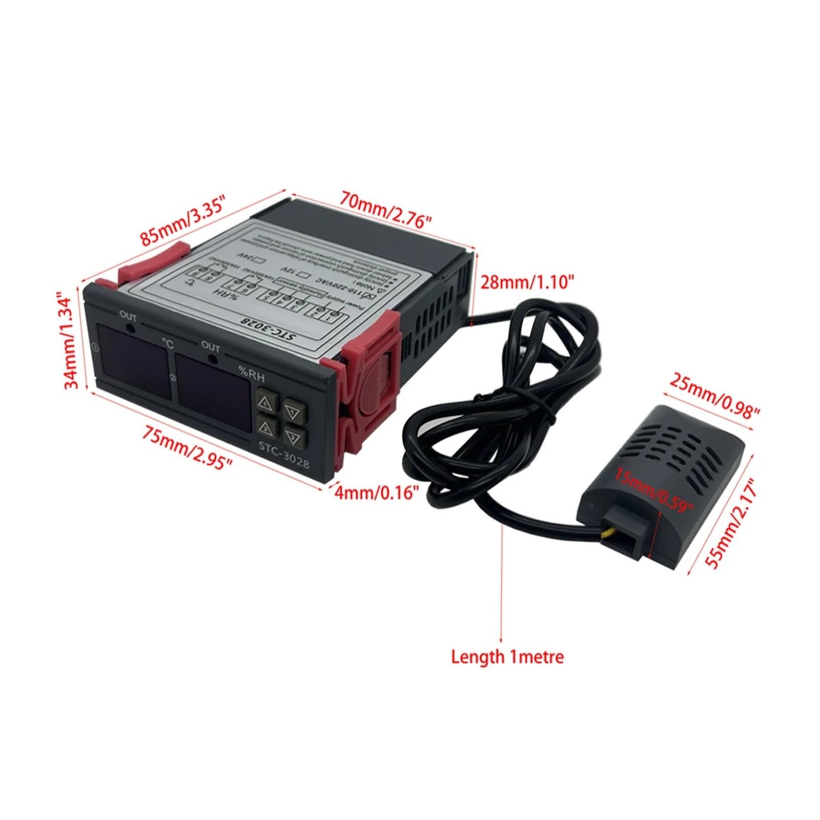 temperaturregler Dual Digital Thermostat Temperatur Feuchtigkeit Control STC-3028 Thermometer Hygrometer Inkubator Controller AC 220V DC 12V 24V(DC 24V)