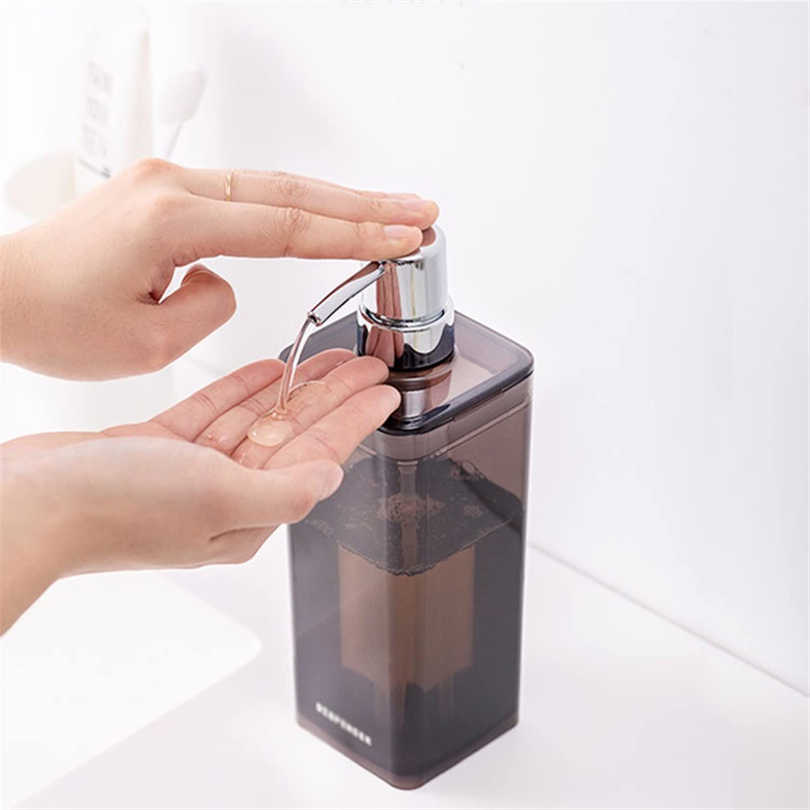 Dispenser di Sapone per Bagno, Moderno, con flacone a Doppia Apertura da 550 ml, a Pressione, per Shampoo, Doccia e Gel Doccia, Multifunzionale, per Cucina (Colore: Bruin)