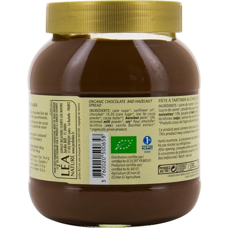 Délice Gourmand : Pâte à Tartiner Noisette et Cacao Bio 750g de Jardin Bio Étic - Saveur Naturelle - Diététique et Nutrition_succulente - Le Lot De 3