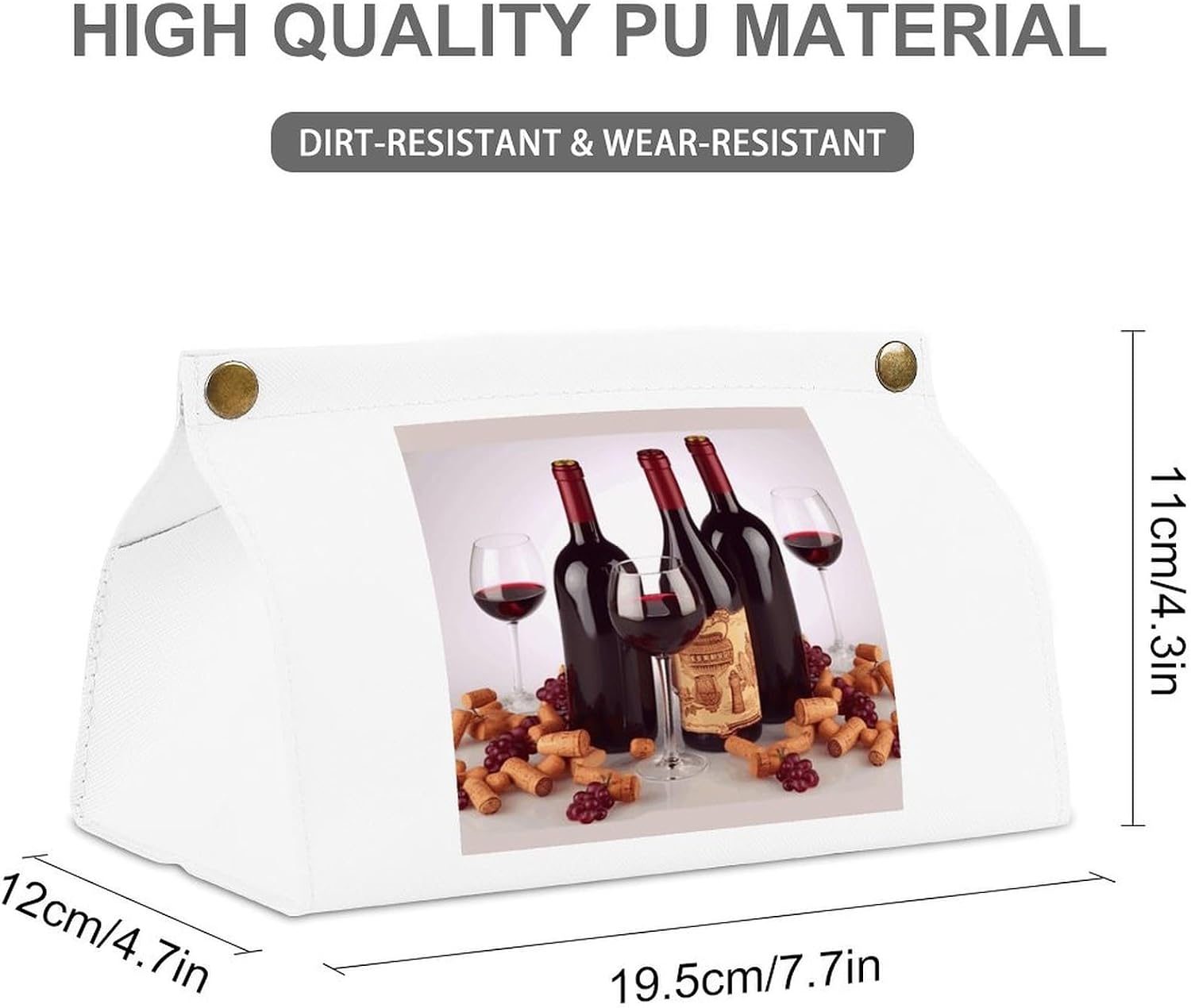 Decorative PU Tissue Paper Holder Red Wine Printed Tissue Box Cover Napkin Tissues Organizer Home Decor for Bathroom Night Stands Desk Car Dining Table image 2